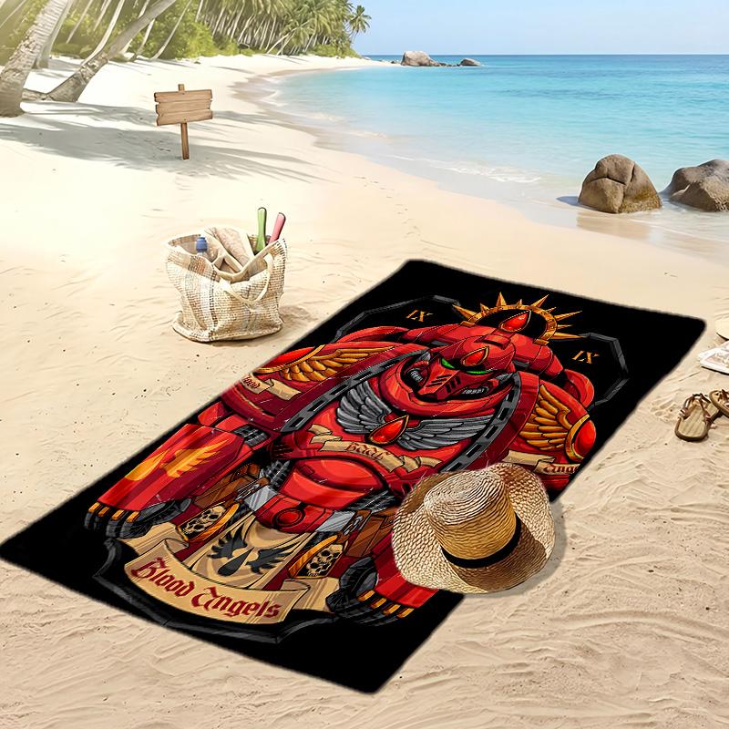 Black Printed Beach Towel Quick Dry Soft TowelPortable Large Rectangular Beach Blanket for Travel Swimming Pool