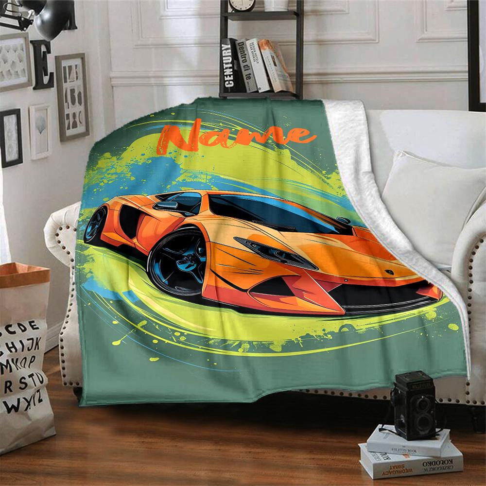 Custom Name Racing Theme Printed Blanket - Perfect for Couch, Bed, Travel & Outdoor Use | Machine Washable, Cozy & Durable.