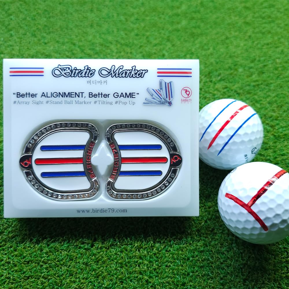 BIRDIE79 маркер для игры в гольф, маркер для игры в гольф, 2-х элементный, с тройной дорожкой, регулируемым наклоном, кубические бусины для улучшенной видимости и идеального удара