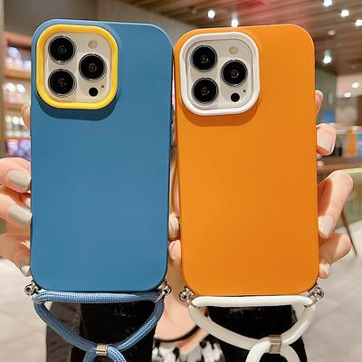 Ремешок через плечо, мягкий жидкий силиконовый чехол для Iphone 14 13 12 11 Pro Max X Xr Xs 14pro 13, ремешок, веревочный шнур, ожерелье, подвесной чехол