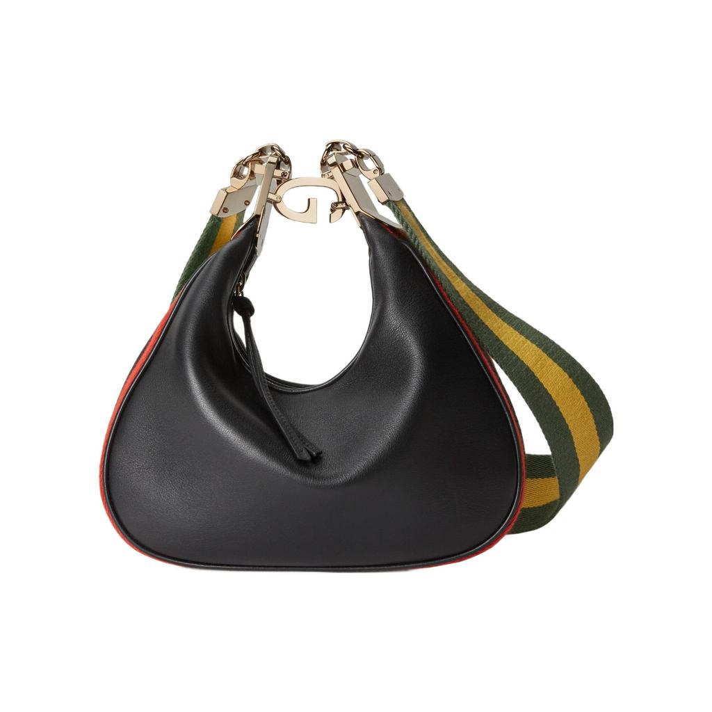 Gucci Attache Removable Web Shoulder Strap Leather Crossbody Bag Women Bags Black 699409-UXWBG-1037