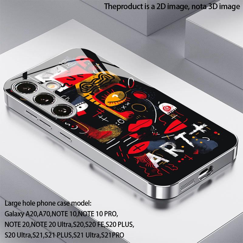 2D чехол для телефона с узором в стиле Doodle Art для Samsung S26 S25 S24 S23 S22 S21 S20 A56 A36 A16 - Гальваническое стекло, защитная крышка