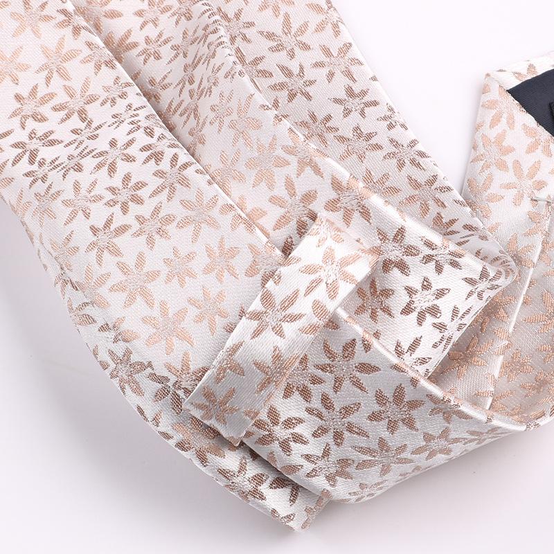 Tie Men'S Pattern Business Dress Banquet Host Jacquard 8Cm Retro Style Dress Coffee Color Floral Hand Payment