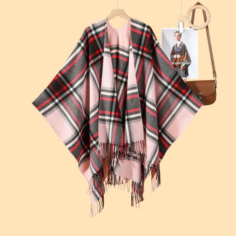 New Scottish Color Plaid Scarf Shawl Cape Nordic Fashion Classic Outer Shawl Cape New