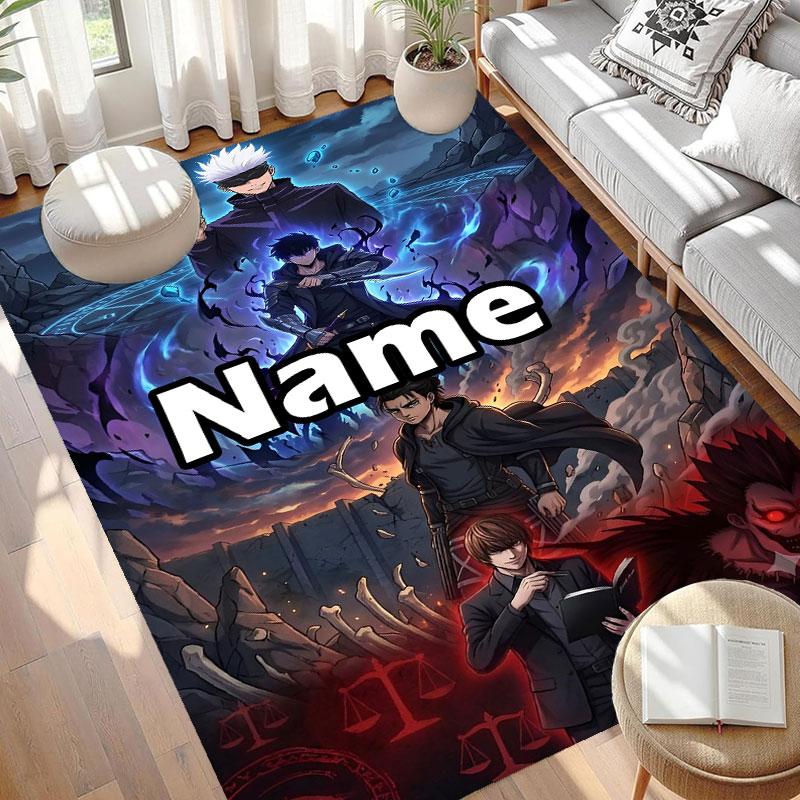 Custom Name Personalized Jujutsu Kaisen Print Carpet, Versatile Home Decor Rug, for Playroom, Apartment, Balcony, Entryway, Hallway Gift