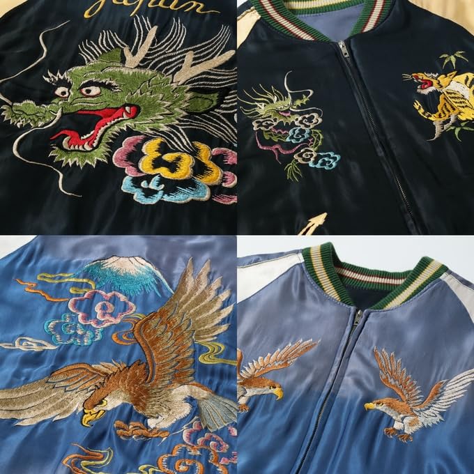 Tailor Toyo Стареющая сувенирная куртка Сукаджан ГОЛОВА ДРАКОНА ОРЕЛ Taylor Toyo TT15683-119 × (JP, Алфавит, 2XL, Черный)