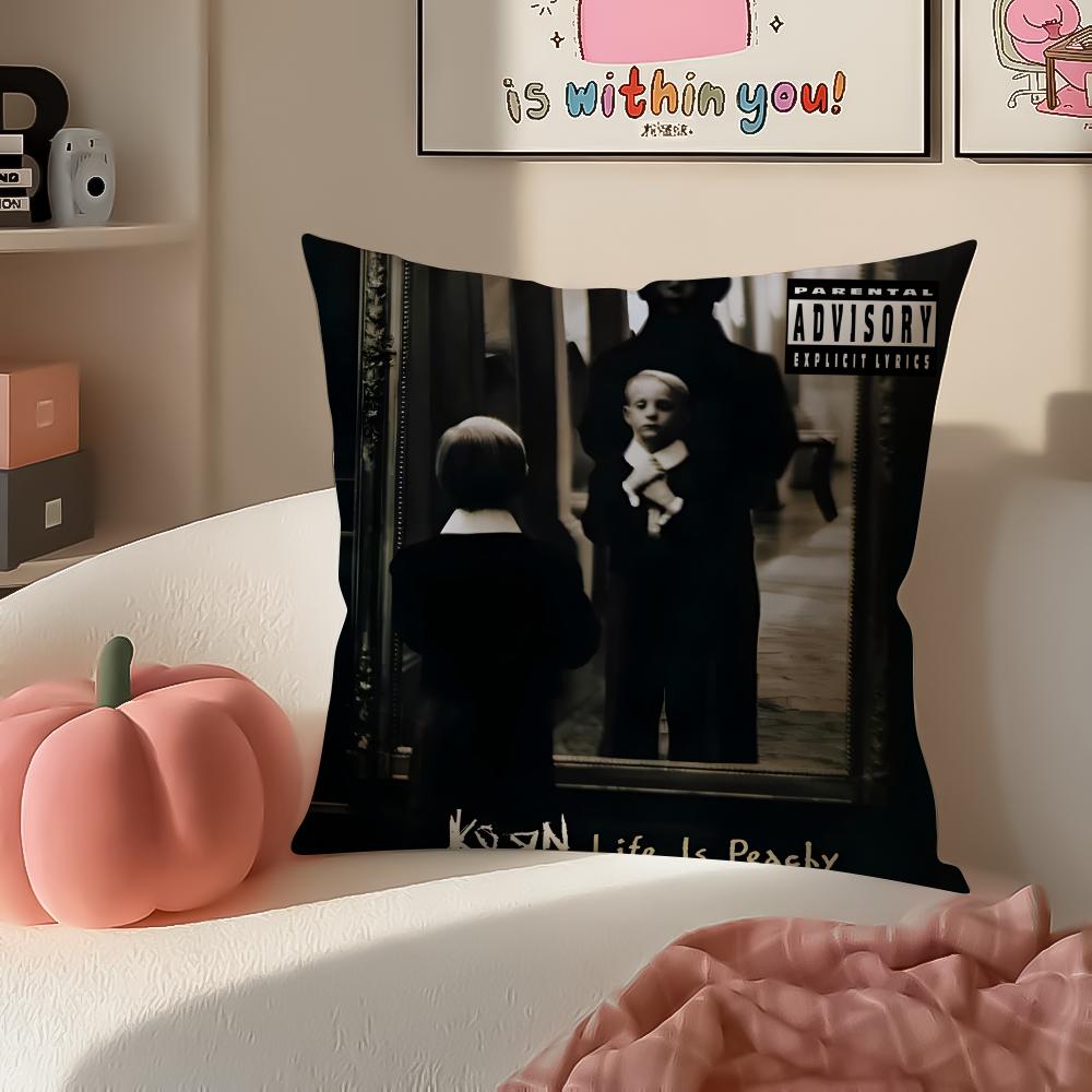 Hot Metal American Band Album Kkorn Cushion Cover Pillowcase Short Plush Invisible zipper Room Sofa Cushion Cover