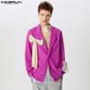 Men Notched Lapel Long Sleeve One Button Blazer Casual Bow Knot Suit Coats