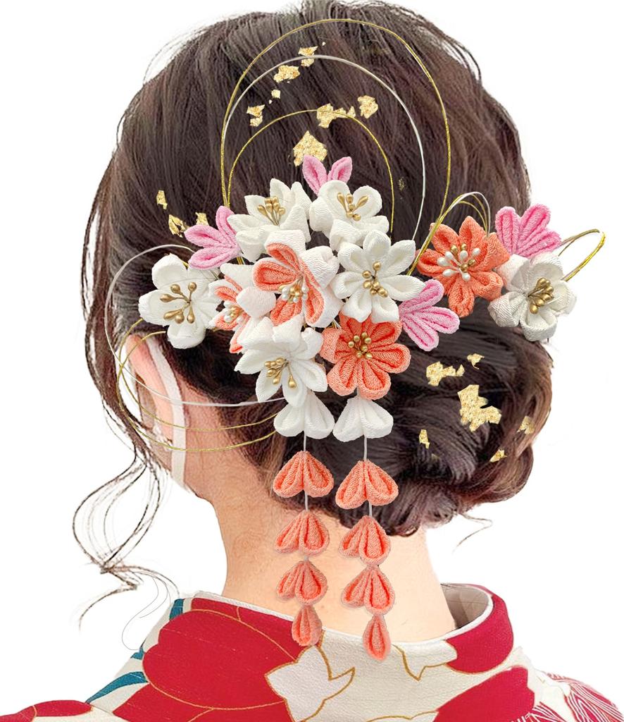 Hair Ornament 3 Piece Set Tsumami Crafts Coming of Age Ceremony Yukata Hakama Kimono Furisode Japanese Dress Flower Graduation Ceremony Wedding