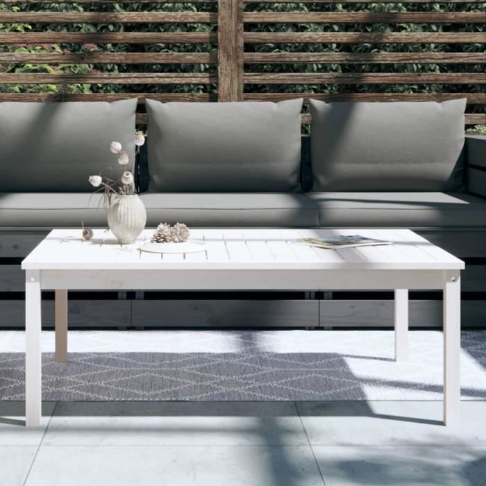 VidaXL Garden Table White 121x82.5x45 Cm Solid Pine Wood 824128