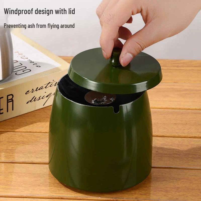 Ветрозащитная пепельница из нержавеющей стали с крышкой для дома, ресторана, кафе или отеля - с возможностью нанесения логотипа.