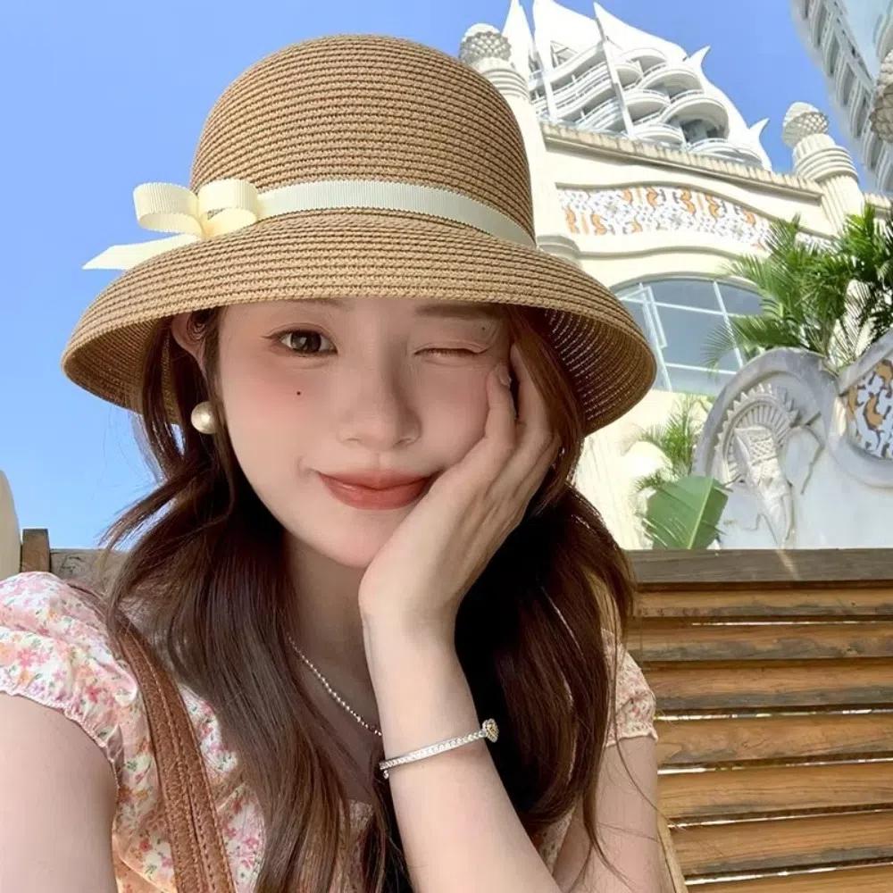 Пляжная плетеная кепка, французская шляпа-ведро, модная кепка с козырьком, для отдыха на природе