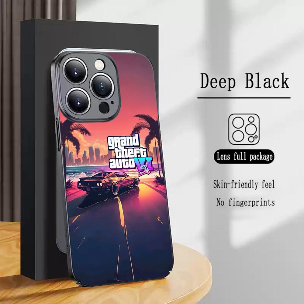 Чехол для телефона с дизайном в стиле Gta-6 для iPhone 16 15 14 13 12 11 X XR XS 8 Plus Mini Pro Max Мягкий черный Ударопрочный чехол