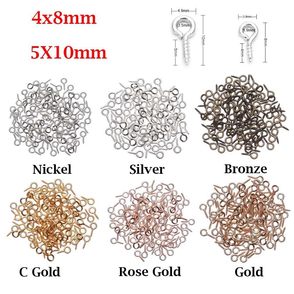 100pcs/pack Keychain Jewelry Handmade Screw Nail Threaded Peg DIY Sheep Eyes Nail