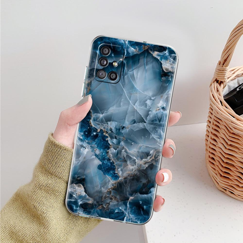 Чехол для телефона Samsung A15 A13 A35 A55 A51 A71 A41 A31 A21S A03S A05 A17 A23 A25 A33 A53 A73 5G A07 4G Прозрачный чехол Мраморный камень