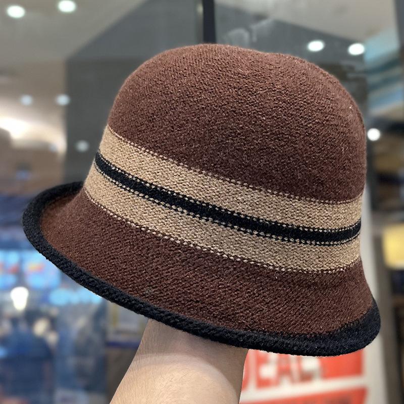 Ретро гофрированная рыбацкая шляпа детская осень и зима британский темперамент котелок показывает маленькое лицо элегантная шерстяная шляпа-котелок тренд