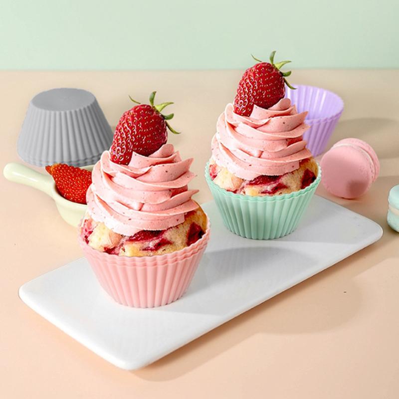 12/24 шт. Силиконовая форма для торта круглой формы, формочки для маффинов, кексов, для выпечки, для пудинга, желе, чашки для десерта, кондитерские изделия, кухонная утварь для дома, без БФА