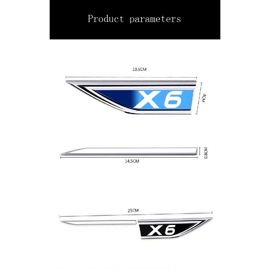 2 шт./компл. для BMW X6, автомобильное крыло, металлическая наклейка, внешние декоративные наклейки, модификация, эмблема автомобиля, аксессуары