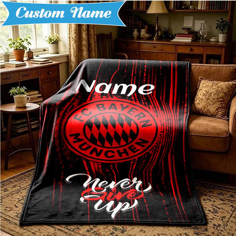 Custom Name Bayern Munich Crest Blanket Lightweight Ideal Bedding Blanket Perfect for Travel, Camping, Living Rooms, Sofas, Christmas gift