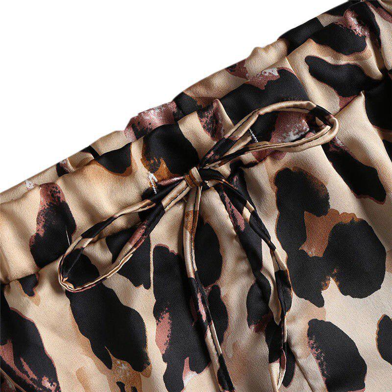 Женские пижамы, шелковая ночная рубашка с леопардовым принтом, большие размеры, домашняя повседневная пижама на слинге