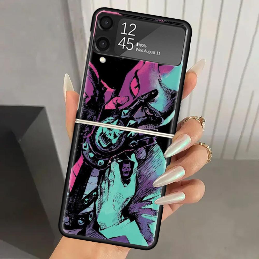 Чехол-бампер JoJo Adventure Killer Queen из твердого поликарбоната для Samsung Galaxy Z Flip 7 6 5 4 3 Черный ZFlip7 ZFlip6 Flip5 Flip4 Flip3 5G Prin