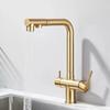 Kitchen Pull-out Filtered Faucet Black Brass Purifier Faucet 360 Rotation Dual Sprayer Drinking Water Tap Vessel Sink Mixer Tap