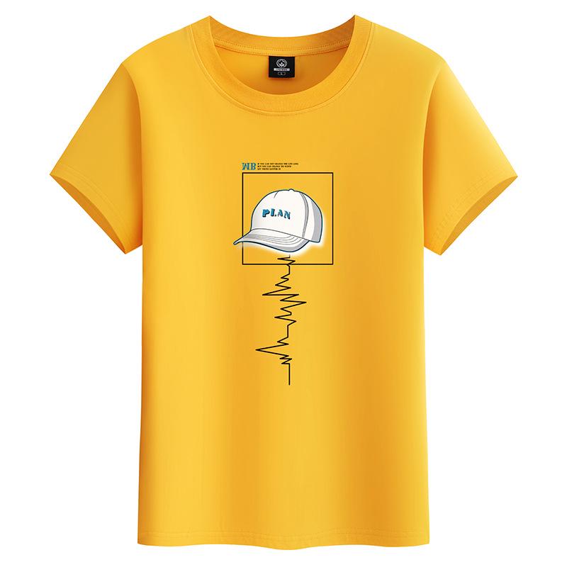 2024 Мужская молодежная футболка свободного кроя из хлопка с коротким рукавом