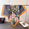 Elegant Peony Printing Simulation Silk Scarf Square Scarf Premium Shawl Versatile Neck Small Square Scarf Headscarf