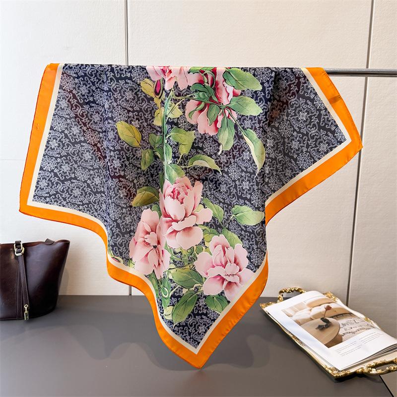 Luxury Brand Print 70cm Square Scarves Women's Designer Silk Scarf Bandana Small Neckties Hairbands Foulard Shawl