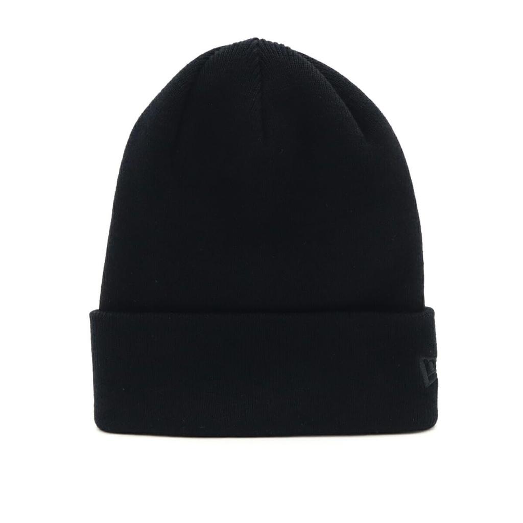 New Era Free Basic Cuff Knit Cotton Black Solid Cap, 223, Color, Black/Black
