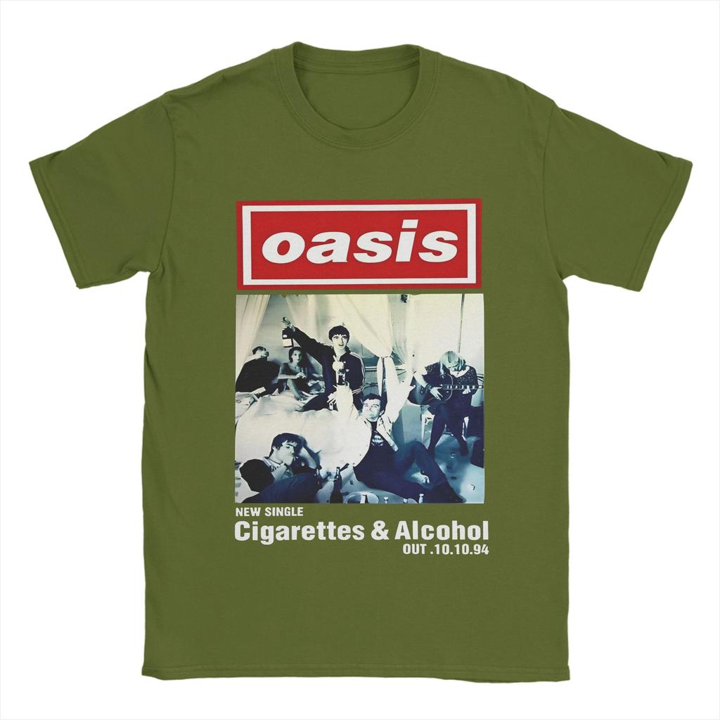 Повседневная футболка с принтом Rock O-Oasis для мужчин, с круглым вырезом, короткий рукав, 100% хлопок, летняя одежда