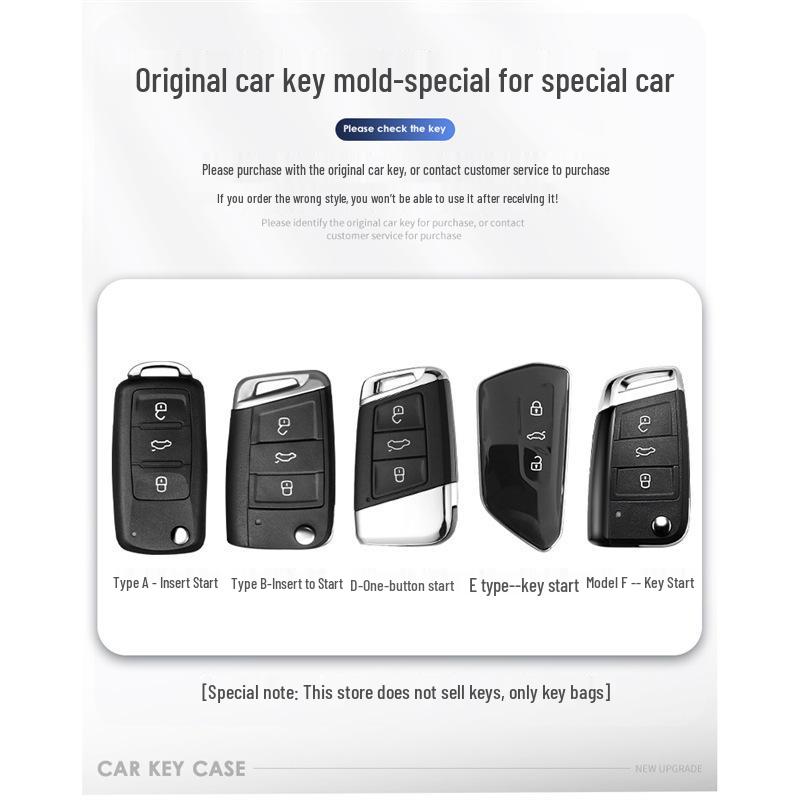 Чехол для ключей Volkswagen для Teramont, ID3, Tayron, ID4, Golf 8, Lamando - Металлическая и кожаная оболочка.