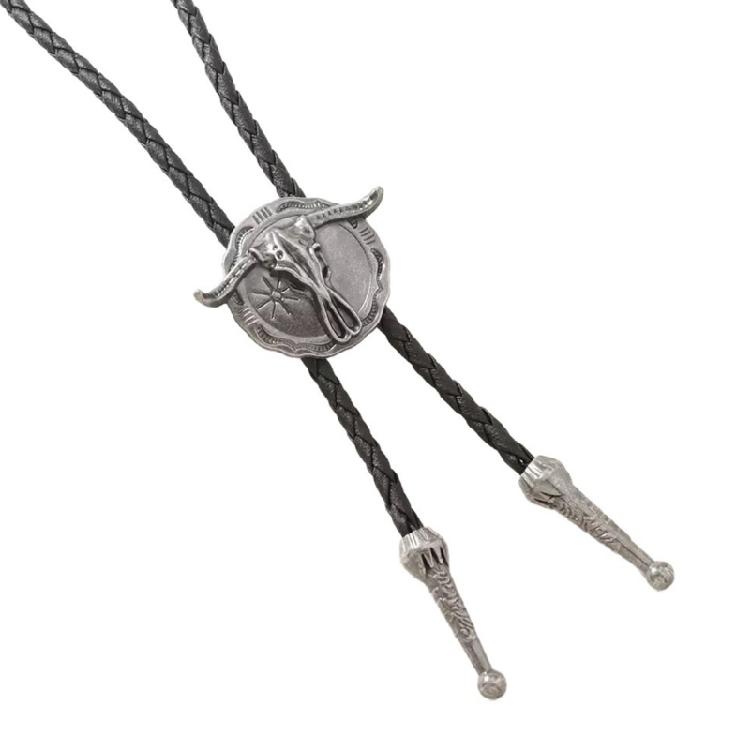 Персонализированный кулон с гравировкой, галстук-боло, цепочка для воротника с подвеской в виде головы быка, модное шейное украшение, унисекс, повседневный аксессуар