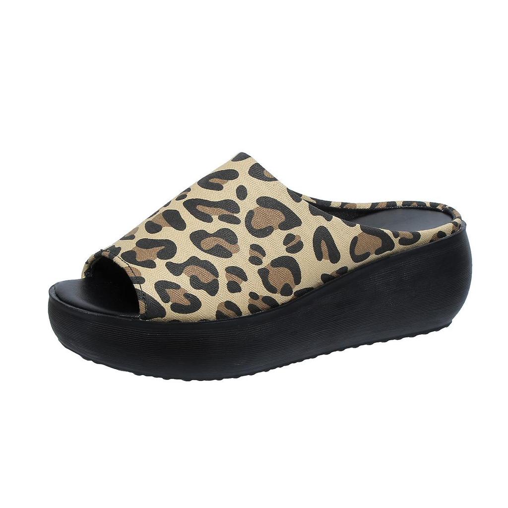 Женские шлепанцы на платформе и танкетке больших размеров - Лето 2021, Европейская и американская мода, Дизайн с открытым носком, Толстая подошва для улицы