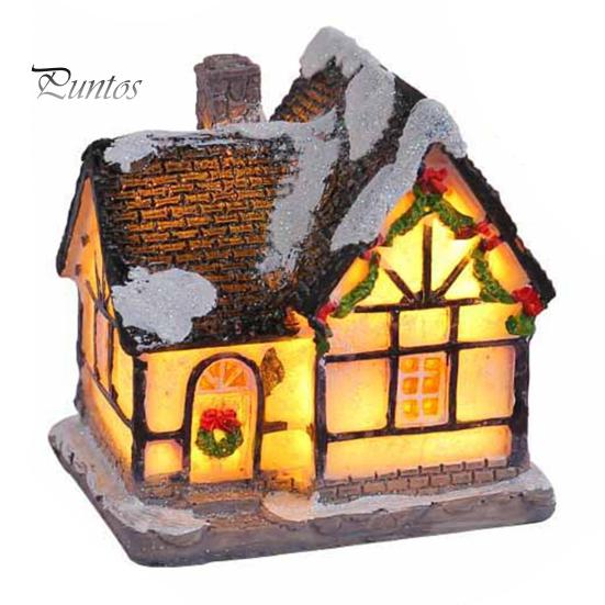 Рождественский светящийся орнамент дома Романтическое теплое освещение Ремесло из смолы Маленький настольный светодиодный заснеженный дом Украшение Статуэтка Статуя Фестиваль вечеринки