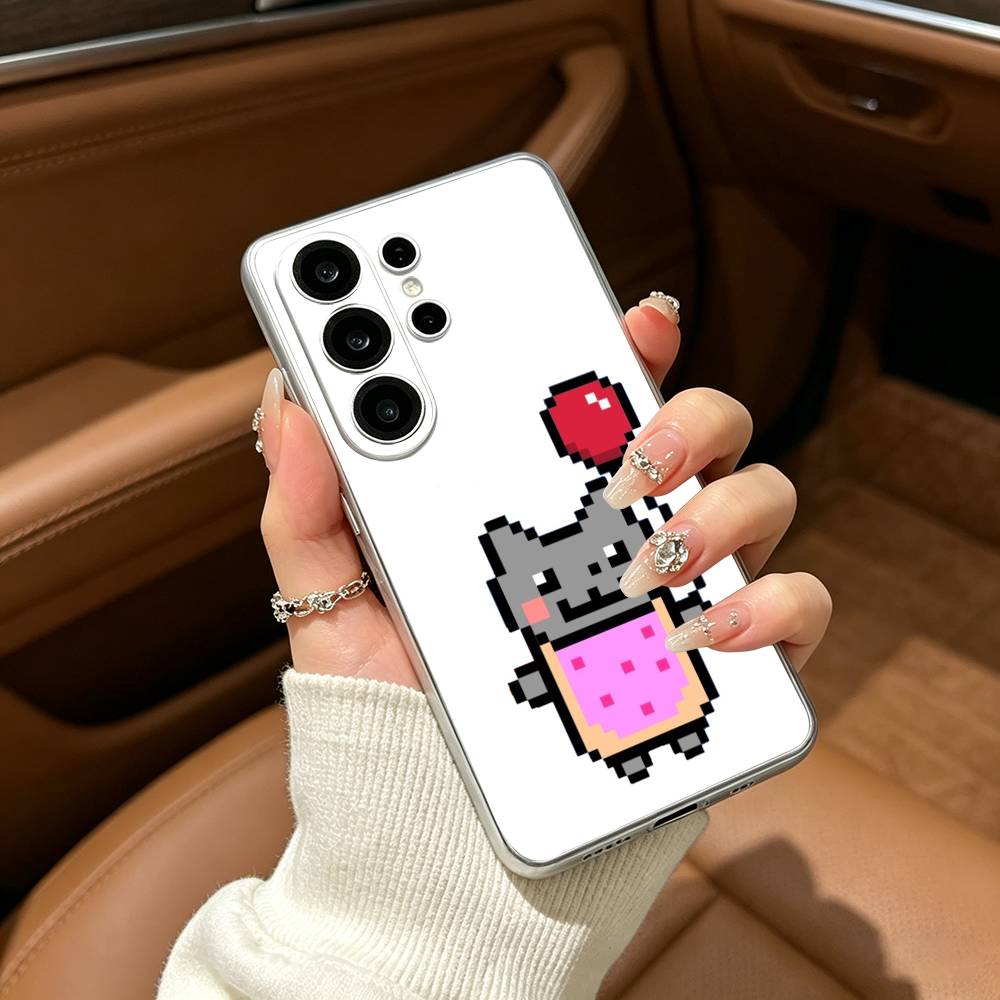 Милый Чехол-Телефон Кот Н-Нян -C- Для Samsung S25,S24,S21,S22,S23,S30,Ultra,S20,Plus,Fe,Lite Прозрачная Крышка