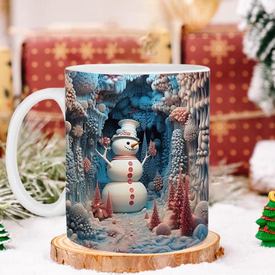 Рождественская кружка Креативный рождественский узор Керамическая кружка Многоцелевая чашка для кофе, чая и воды для домашнего офиса