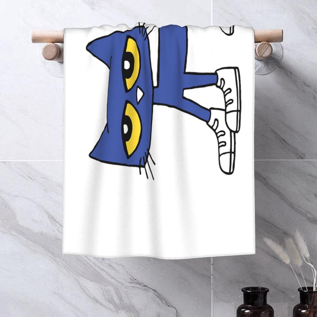 Pete the Cat I Love My White Shoes Soft Face Towel Quick Dry Pool Bath Cotton Towels Breathable
