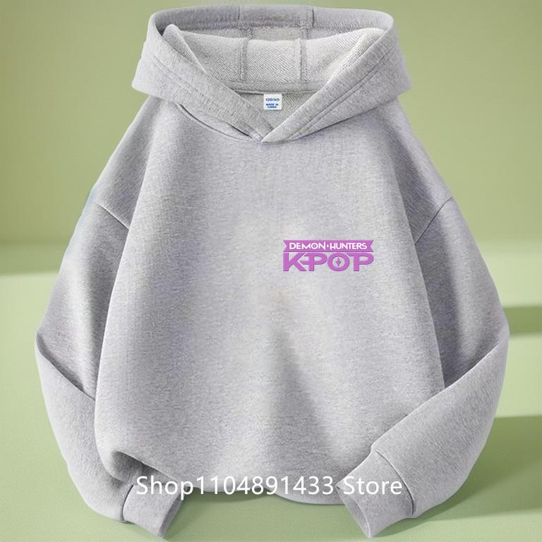 Kpop Demon Hunters Kids Logo Merch Hoodies Girls Boys Athletic Sweatshirt Long Sleeve Casual Pullover Without Drawstring Hoodie