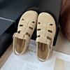 2025 New Thick-soled Roman Sandals Summer Hollow-out Women's Sandals Plus Size Women's All-match Frosted Leather Sandals
