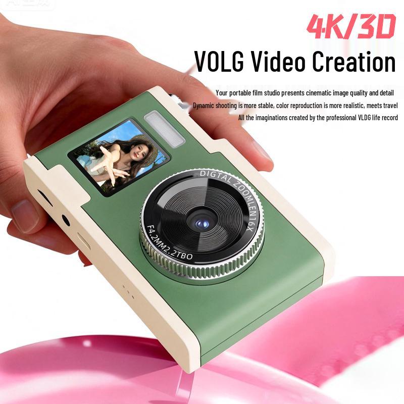 Retro Dual Screen HD Camera with 64MP CCD, 16x Optical Zoom, and Beauty Feature