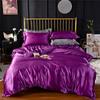 Luxury Bedding Sets 3PCS Solid Color Bed Cover Sets Silk Duvet Cover Set Summer Silk Sheets