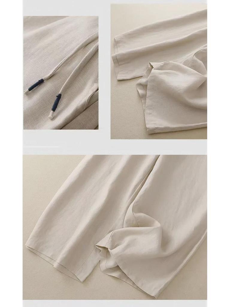 New Women's High-Waisted Retro Wide-Leg Pants - Spring/Summer Casual Cotton & Linen Draped Trousers