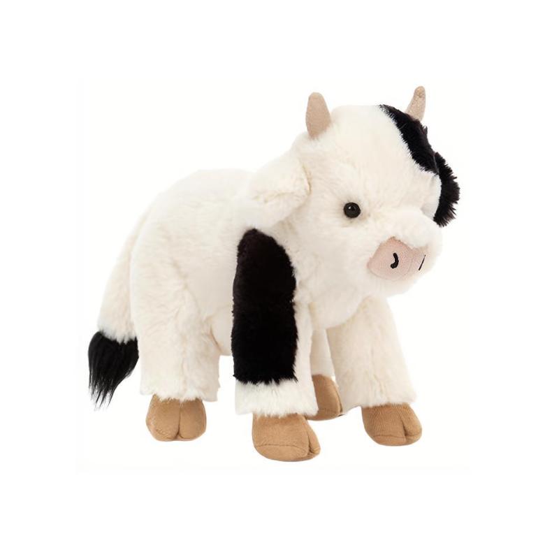 JELLYCAT Серия «Фермерские животные» Кэри Теленок Милая черно-белая кукла Плюшевая кукла 20 см высотой