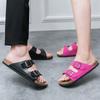 Fashion Fashionable Couple Slippers Metal Double Buckle Ultra Light Slippers Beach Shoes Black Pink Camel Size 35-46 Couple Slippers