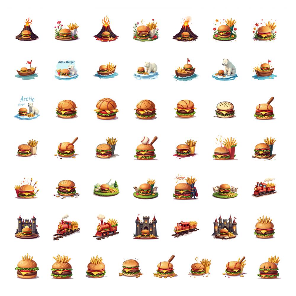 50 Sheets Cute Cartoon Sushi Decorative Stickers Laptop Kpop Toploader Photocard Sticker Book Gift School Stationery