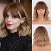 MERISIHAIR Женский короткий боб, натуральный волнистый розовый парик с челкой из синтетического волокна, короткий парик с волнистыми волосами, повседневная одежда, косплей