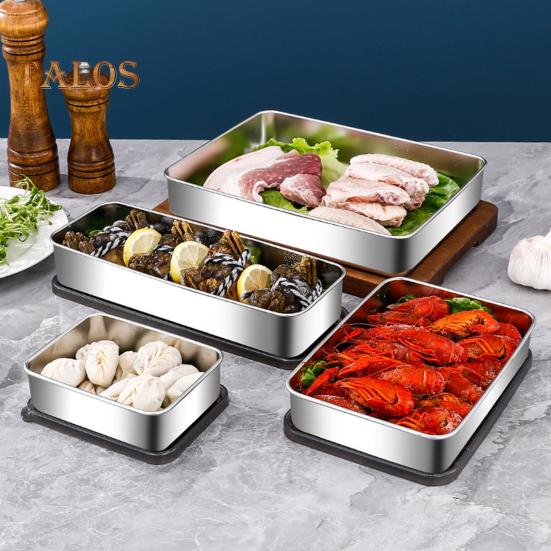 Refrigerator Stainless Steel Cheese Container Elevated Base Fridge Deli Meat Storage Box Kitchen Food Storage Container with Lid