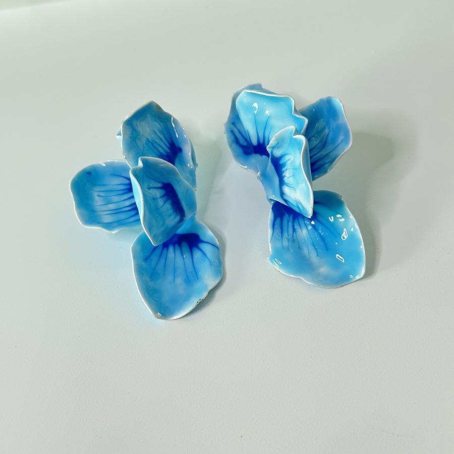 Красочные серьги с эмалью и цветочной глазурью для женщин, европейские и американские индивидуальные преувеличенные романтические ювелирные аксессуары