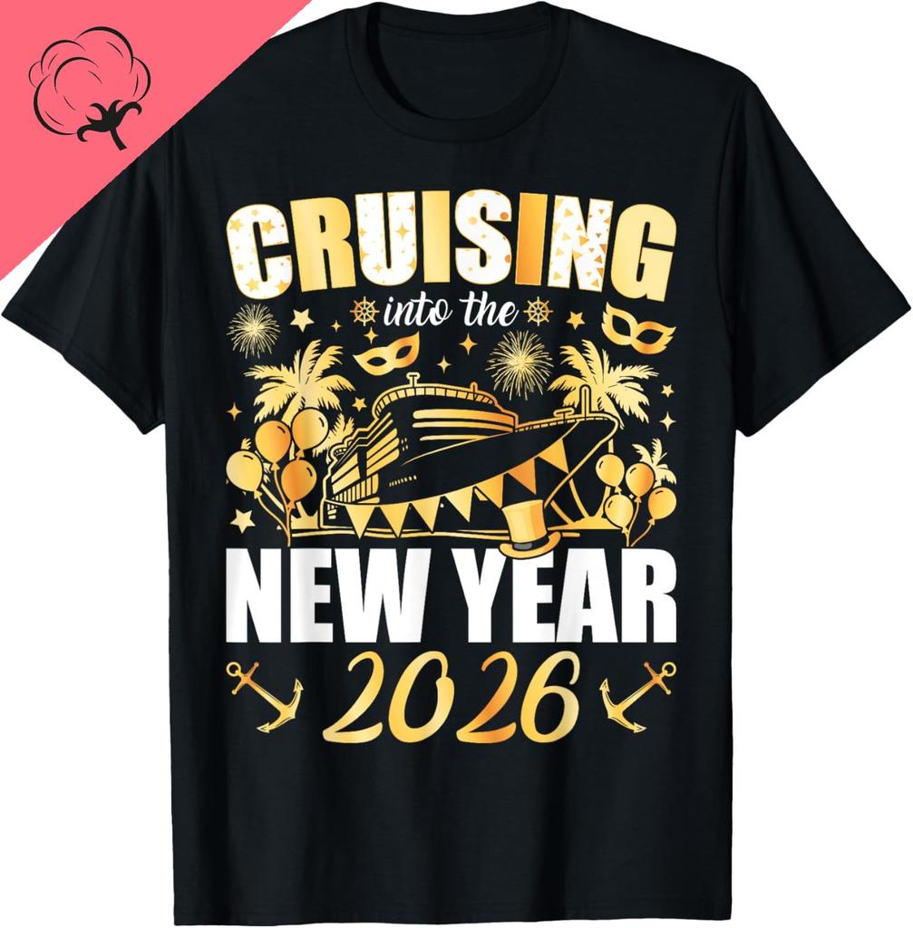 New 2026 New Year Eve Party Family Festival Theme TShirt for MenWomen Short Sleeve Round Neck Loose Top